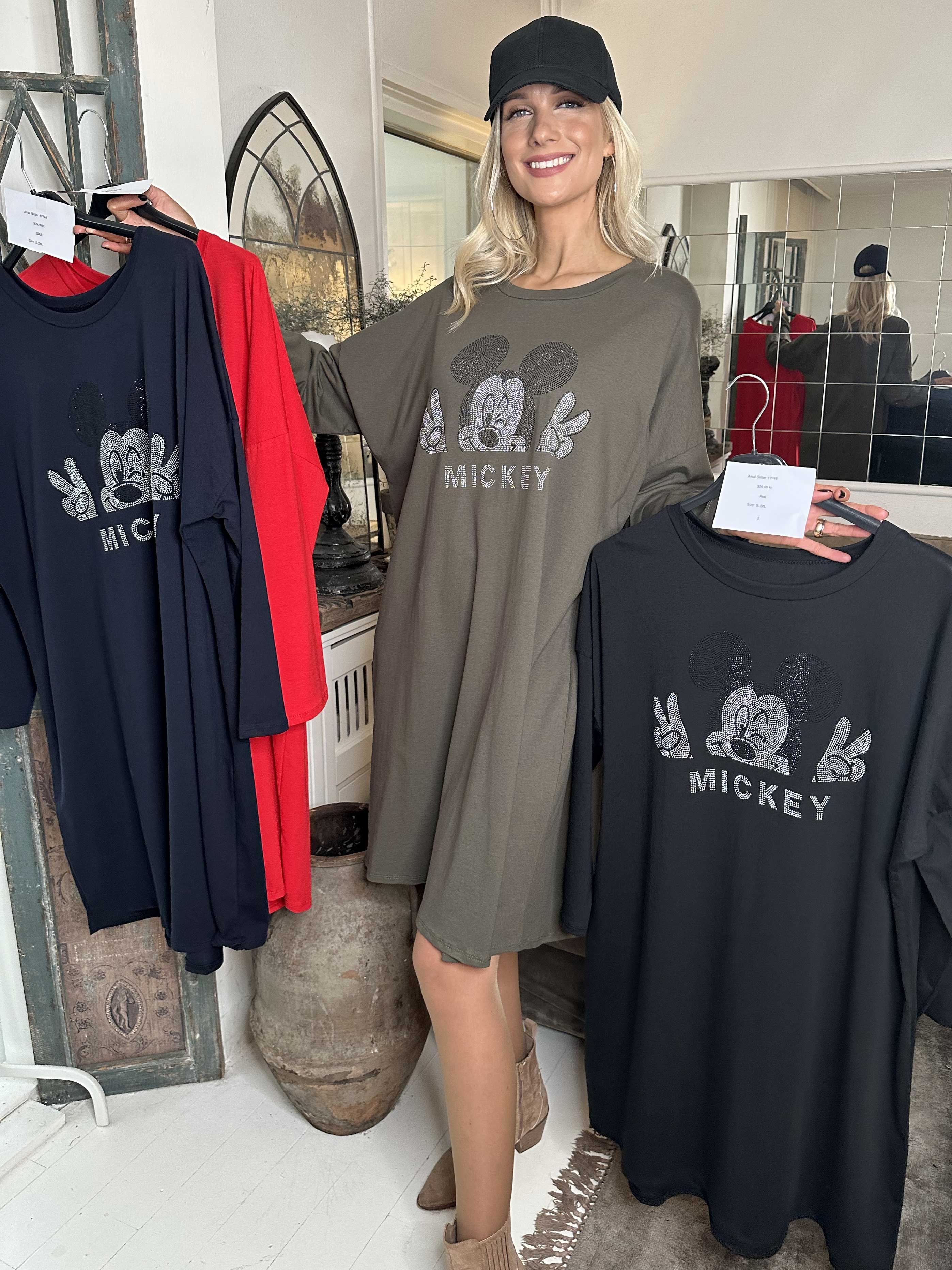 Amal Glitter - Kjole i bomuld med tryk i similisten